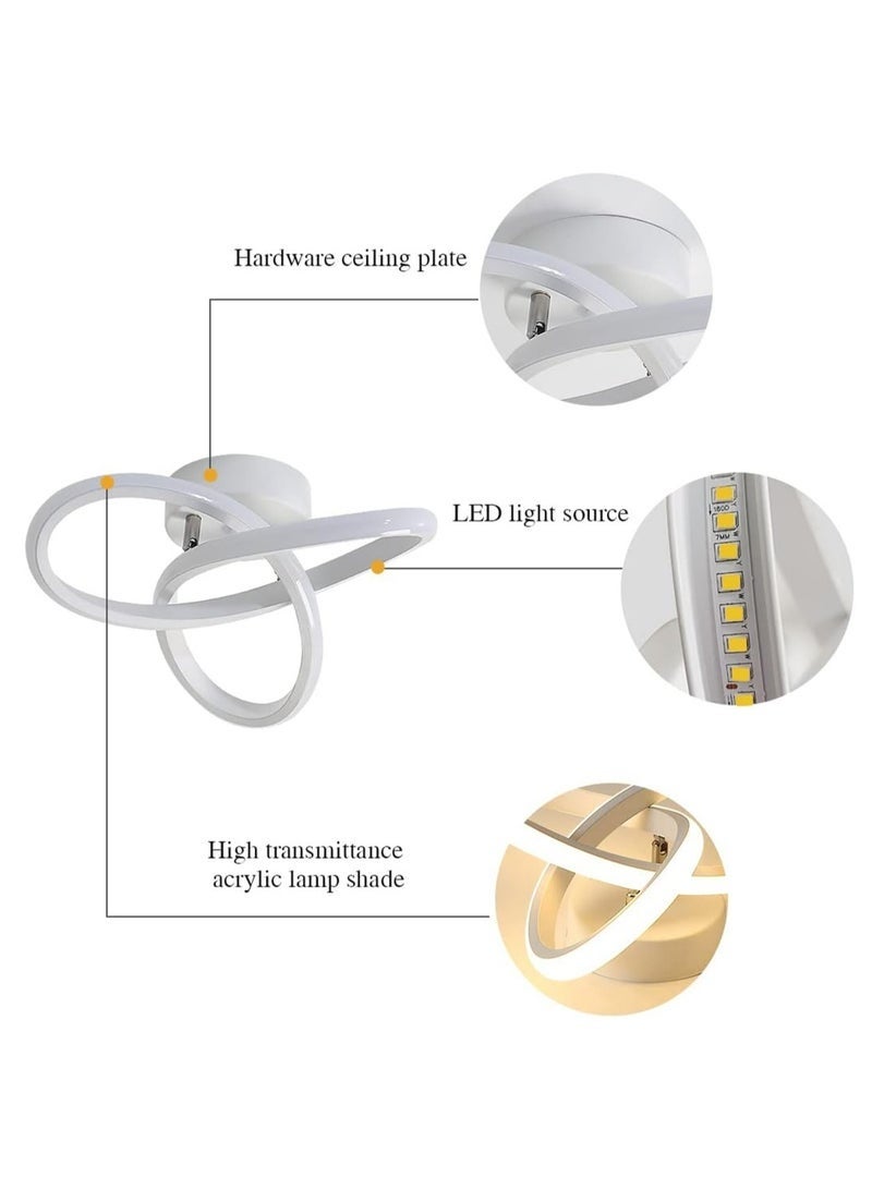 YelaJoy Modern LED Ceiling Light, 22W Spiral Design Ceiling Lighting Fixtures, 6000K Cool White Light Ceiling Lamps for Corridor, Aisle, Balcony, Bedrooms, Kitchen, Office (White) - Image 5